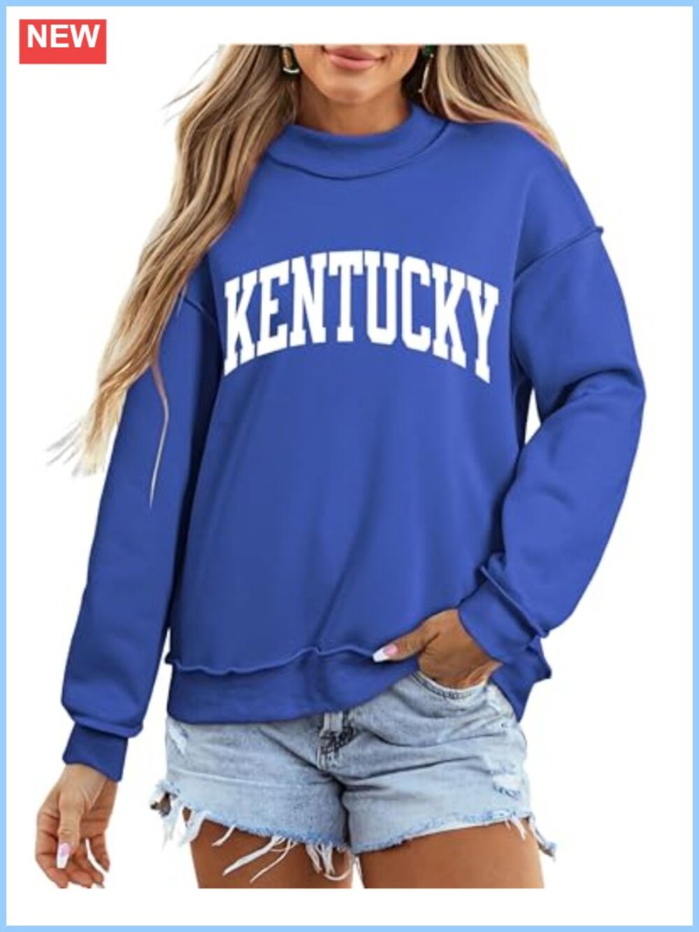 Reversible Mock Neck Oversized Drop Shoulder Sweatshirt Pullover Womens